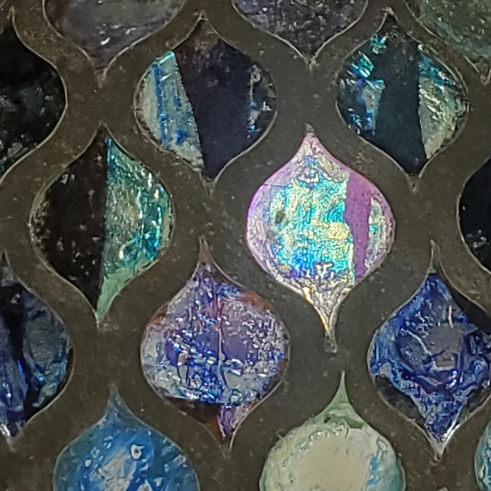 Iridescent Mosaic Glass Candle Holder, Vase, Bowl, Candy Dish NWOT 19